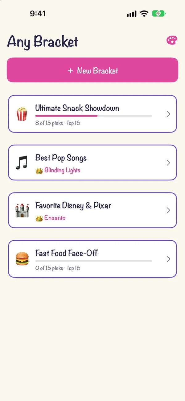 AnyBracket home screen