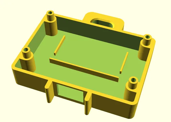 Render of the inside of the case with the battery tray